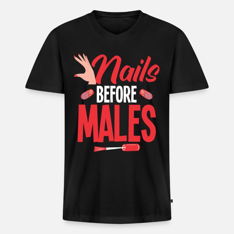 Nagellack Nageldesign Manicure Nagelstudio Nails - Männer Premium Bio T-Shirt mit V-Ausschnitt - Schwarz