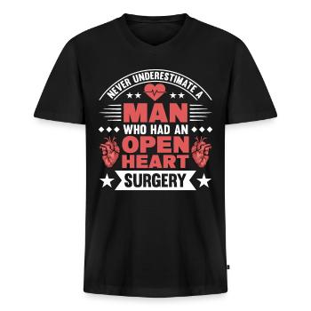 Heart Transplant Heart Surgery Heart Surgery Bypass - Men's Premium Organic T-shirt with V-neck - black - Front - Nico (187cm)