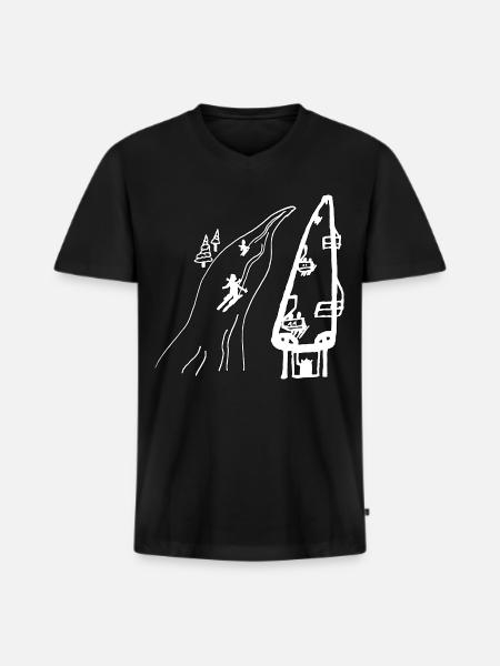 Ski - T-shirt encolure en V Premium bio Homme - noir