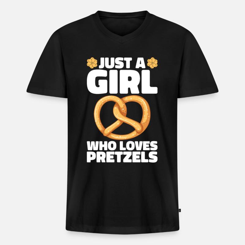 Bretzel Brezeln Bäcker Backwaren - Männer Premium Bio T-Shirt mit V-Ausschnitt - Schwarz