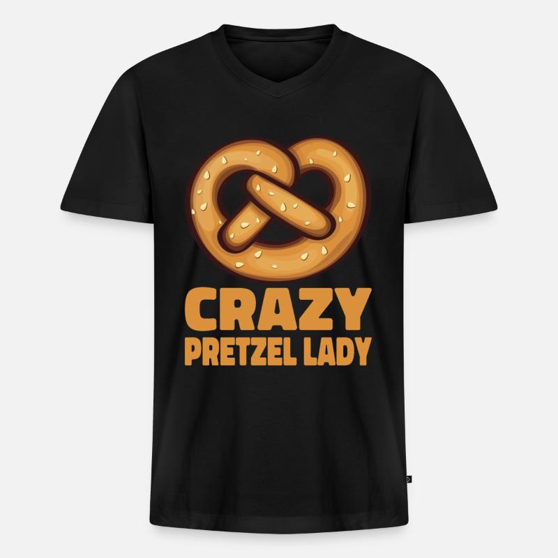 Bretzel Brezeln Bäcker Backwaren - Männer Premium Bio T-Shirt mit V-Ausschnitt - Schwarz