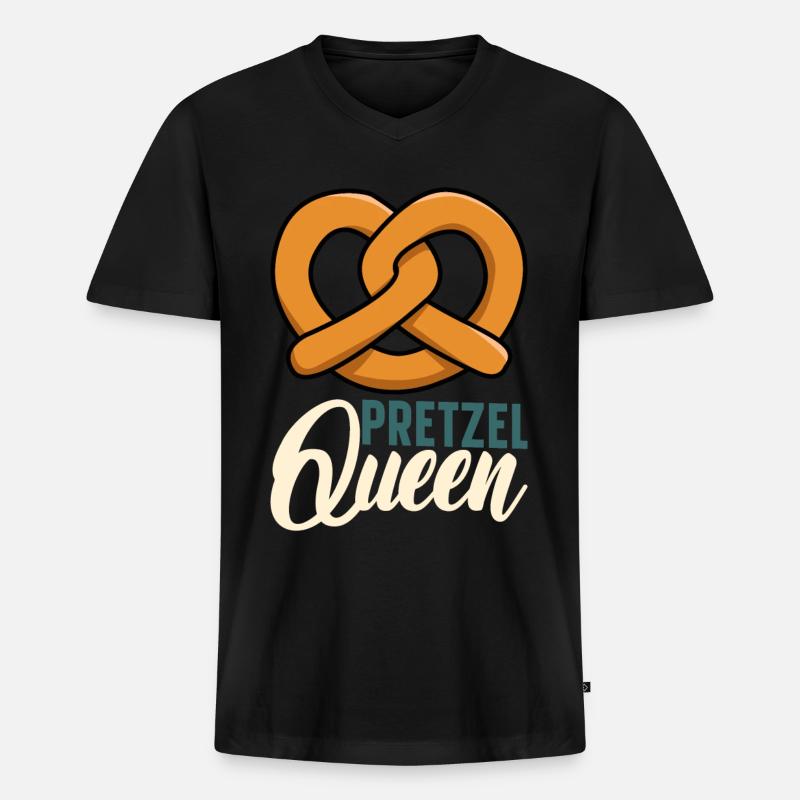 Bretzel Brezeln Bäcker Backwaren - Männer Premium Bio T-Shirt mit V-Ausschnitt - Schwarz