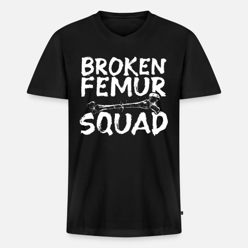 Gebrochener Oberschenkelknochen Gebrochenes Bein - Männer Premium Bio T-Shirt mit V-Ausschnitt - Schwarz