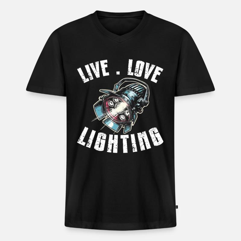 Lichttechniker Beleuchtungstechniker Lichttechnik - Männer Premium Bio T-Shirt mit V-Ausschnitt - Schwarz
