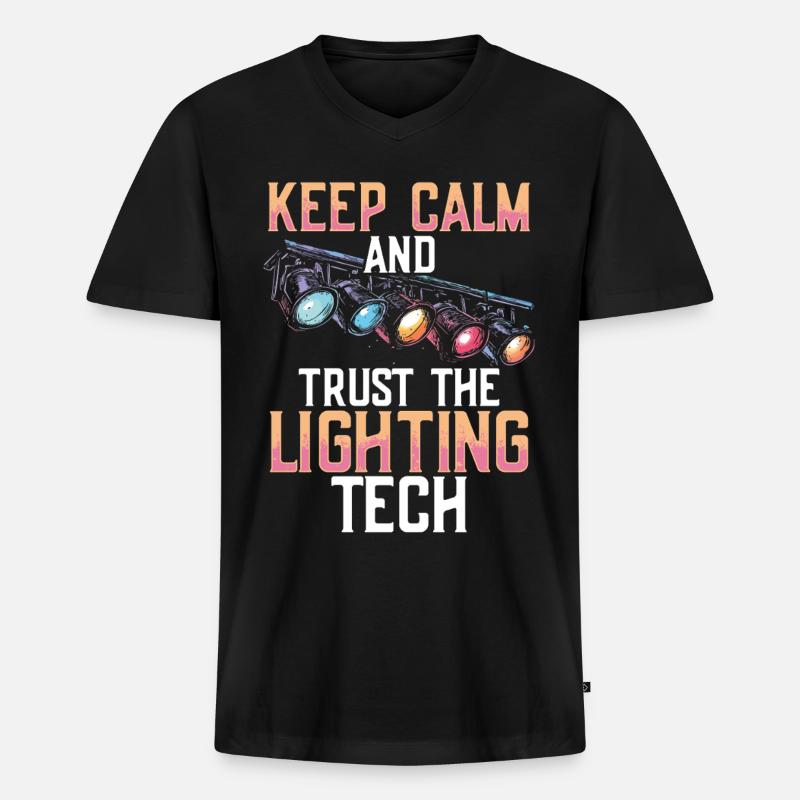 Lichttechniker Beleuchtungstechniker Lichttechnik - Männer Premium Bio T-Shirt mit V-Ausschnitt - Schwarz