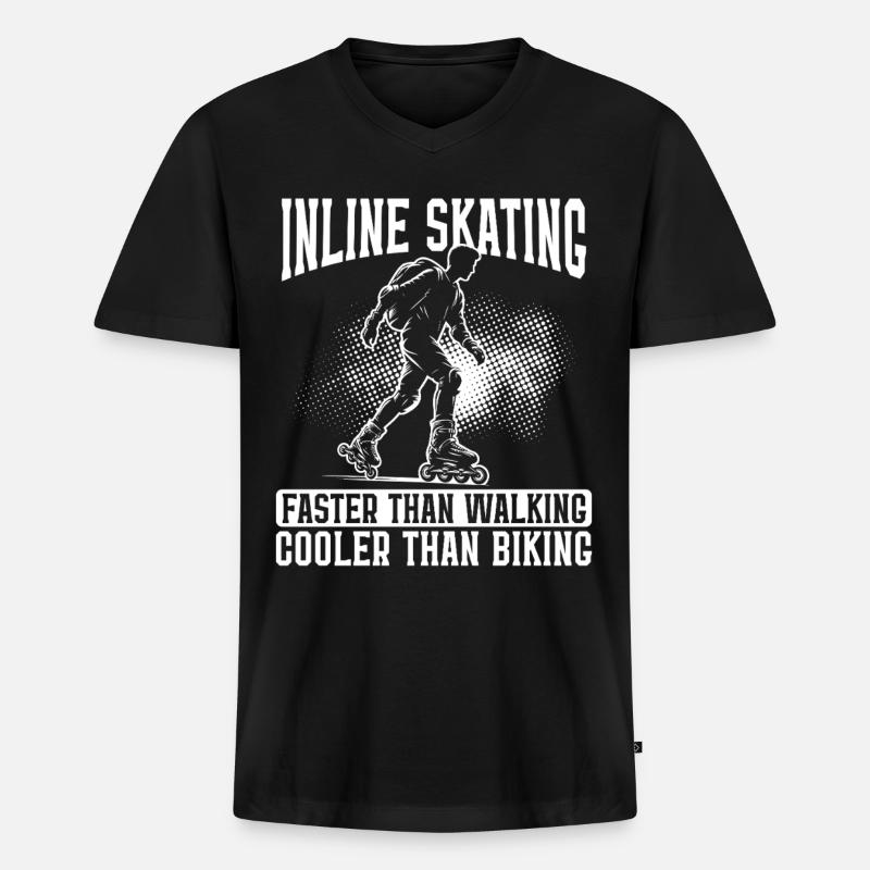 Inline Skating Rollerblading Inline Skates - Männer Premium Bio T-Shirt mit V-Ausschnitt - Schwarz