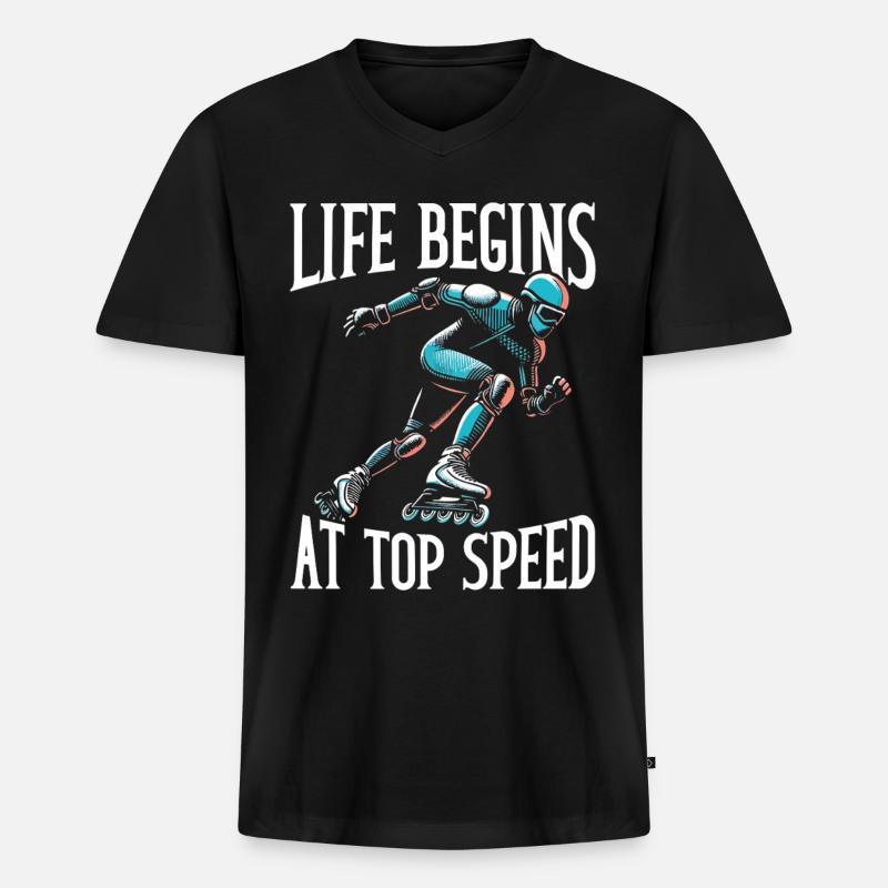 Inline Skating Rollerblading Inline Skates - Männer Premium Bio T-Shirt mit V-Ausschnitt - Schwarz
