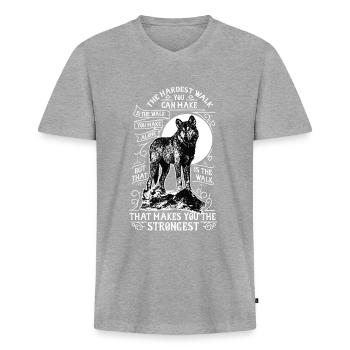 Lonely wolf - Men's Premium Organic T-shirt with V-neck - heather grey - Front