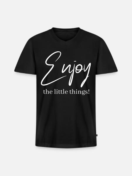 Enjoy the little things! - Men's Premium Organic T-shirt with V-neck - black