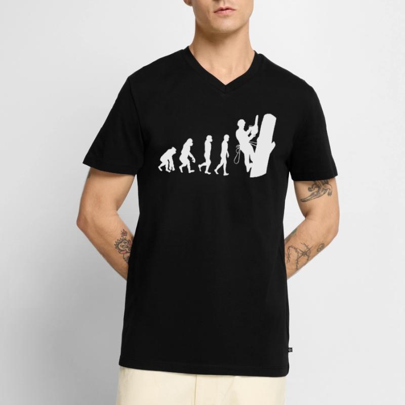 Arborist Tree Climber Climbing Trimmer Evolution Men's Premium Organic T-shirt with V-neck