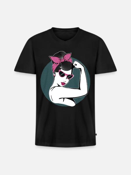 Rockabilly Fille - T-shirt encolure en V Premium bio Homme - noir