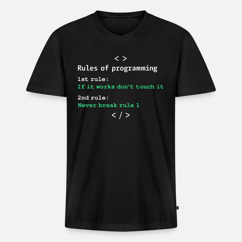 Regeln der Programmierung - Männer Premium Bio T-Shirt mit V-Ausschnitt - Schwarz