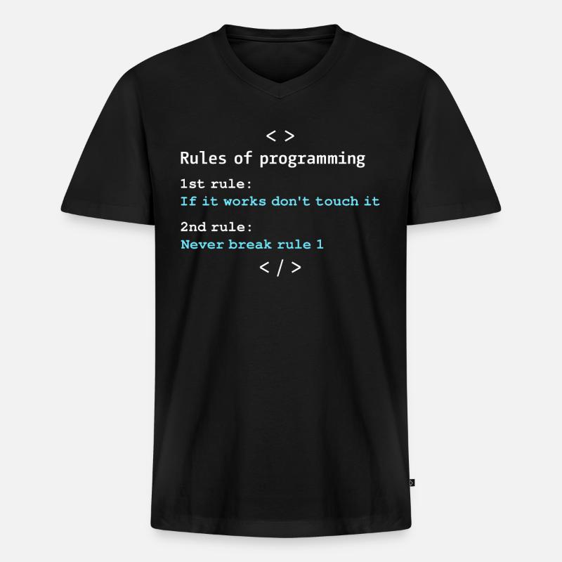 Rules of programming - Männer Premium Bio T-Shirt mit V-Ausschnitt - Schwarz
