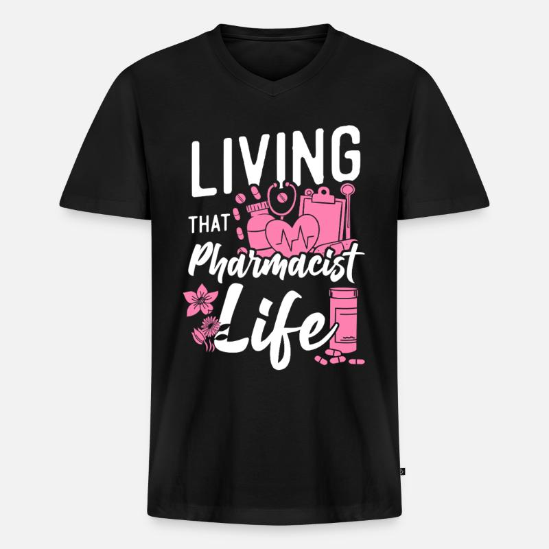 Pharmacy Tech Technician - Männer Premium Bio T-Shirt mit V-Ausschnitt - Schwarz