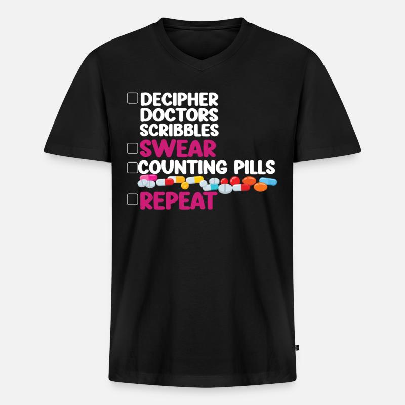 Pharmacy Tech Technician - Männer Premium Bio T-Shirt mit V-Ausschnitt - Schwarz