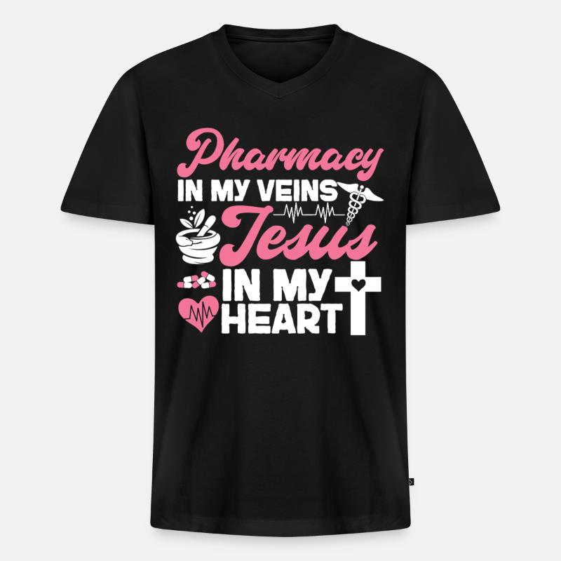 Pharmacy Tech Technician - Männer Premium Bio T-Shirt mit V-Ausschnitt - Schwarz