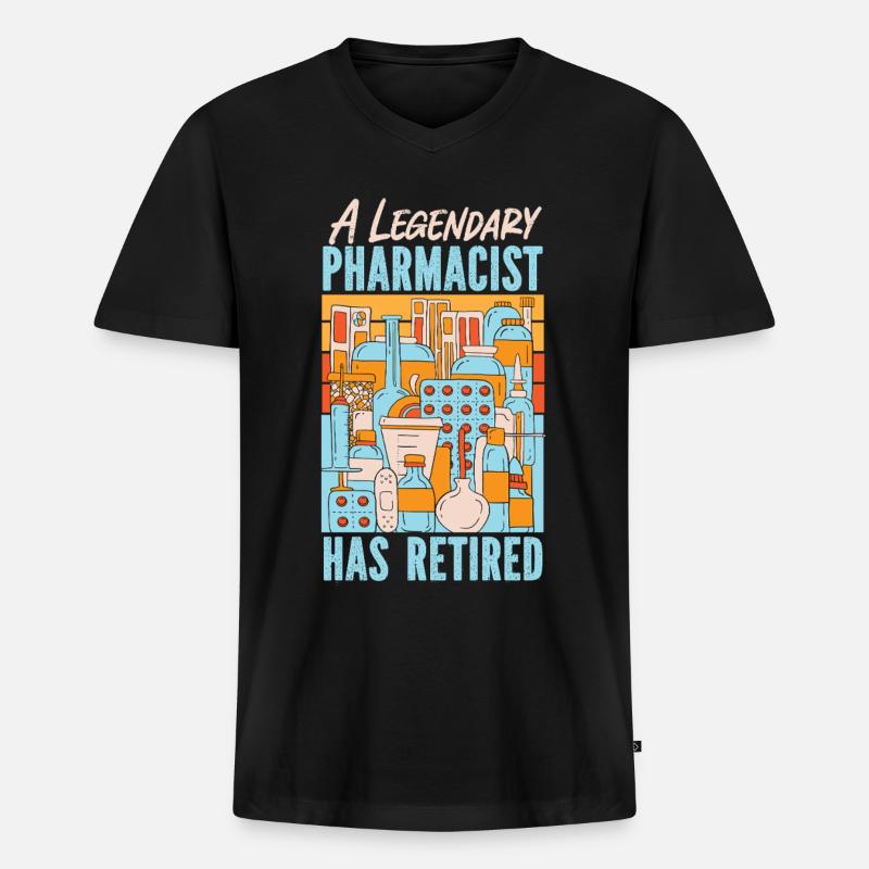 Pharmacy Tech Technician - Männer Premium Bio T-Shirt mit V-Ausschnitt - Schwarz