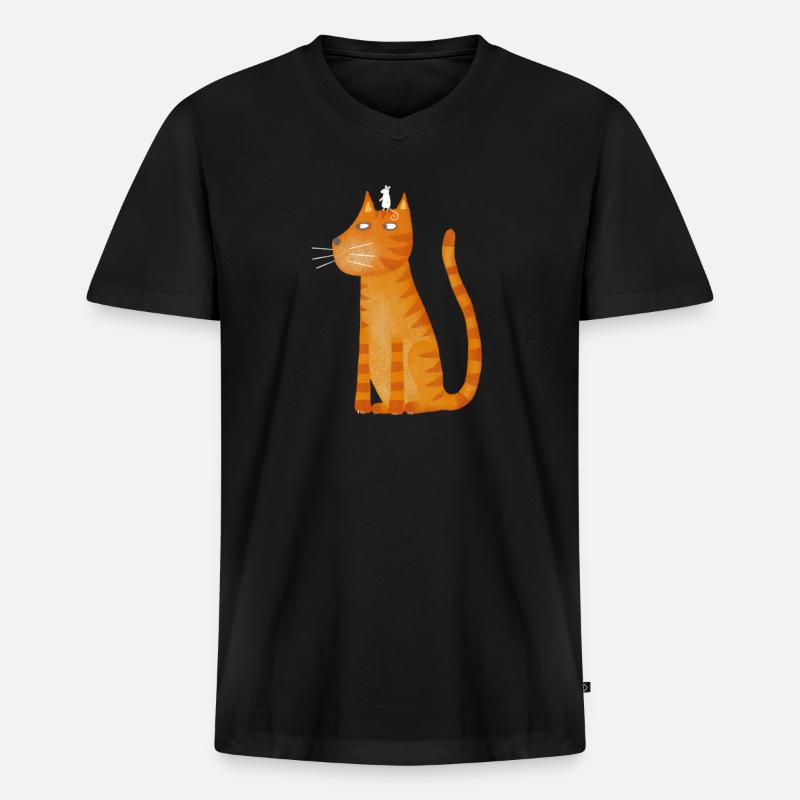 ginger cat and mouse - Männer Premium Bio T-Shirt mit V-Ausschnitt - Schwarz