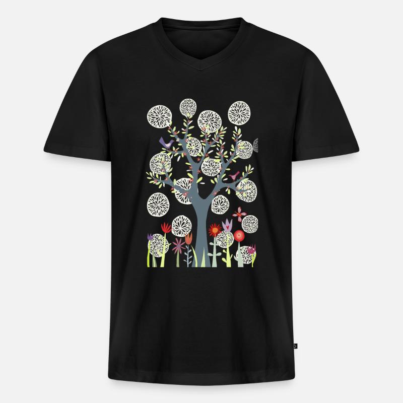 Der Garten - Männer Premium Bio T-Shirt mit V-Ausschnitt - Schwarz