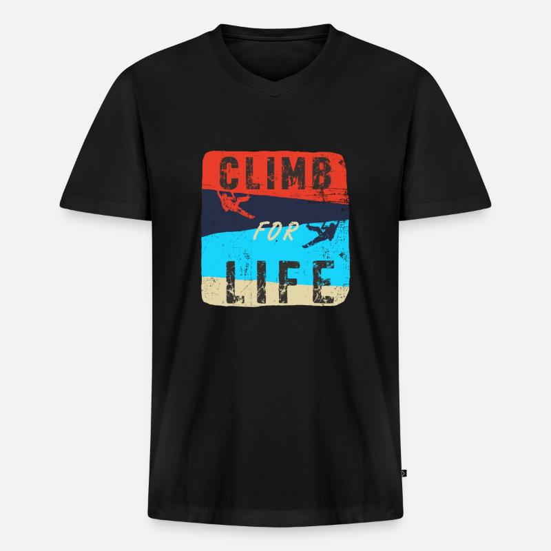 Klettern - Männer Premium Bio T-Shirt mit V-Ausschnitt - Schwarz