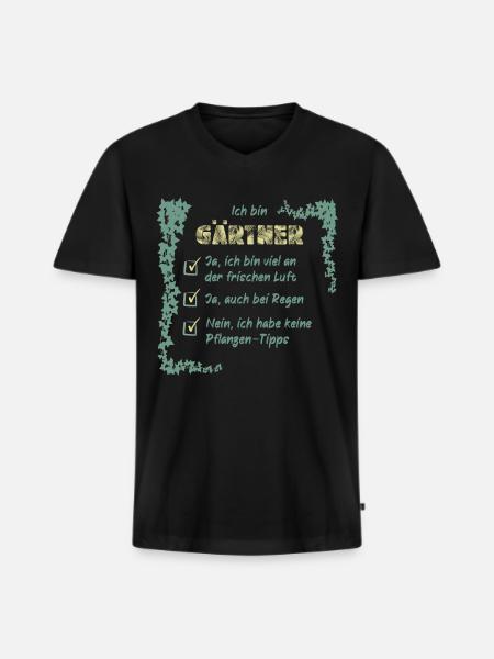 Gärtner - Männer Premium Bio T-Shirt mit V-Ausschnitt - Schwarz