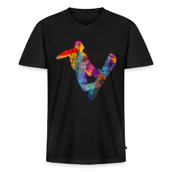 Snowboard Snowboarder - Männer Premium Bio T-Shirt mit V-Ausschnitt - Schwarz - Vorne - Nico (187cm)