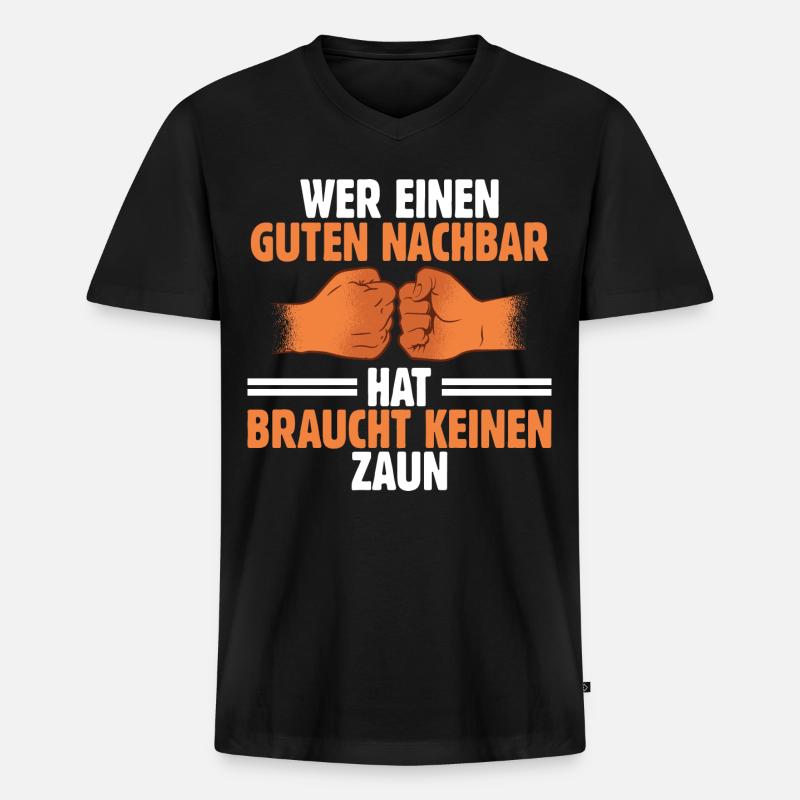 Nachbar - Männer Premium Bio T-Shirt mit V-Ausschnitt - Schwarz
