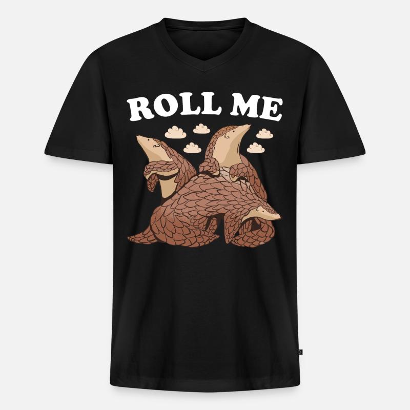 Roll Me Pangolin - Männer Premium Bio T-Shirt mit V-Ausschnitt - Schwarz