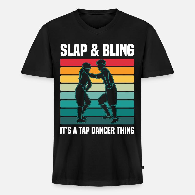 Stepptanz - Männer Premium Bio T-Shirt mit V-Ausschnitt - Schwarz