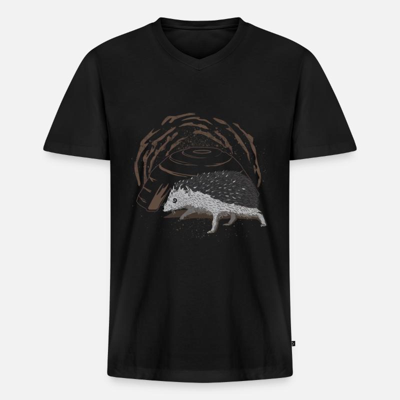 Igel - Männer Premium Bio T-Shirt mit V-Ausschnitt - Schwarz