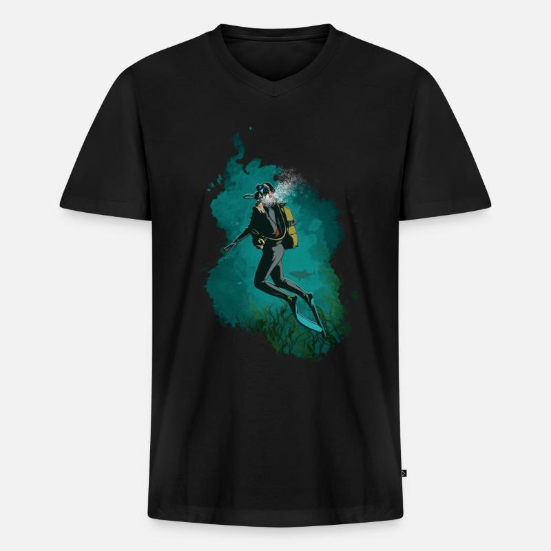 Tauchen - Männer Premium Bio T-Shirt mit V-Ausschnitt - Schwarz