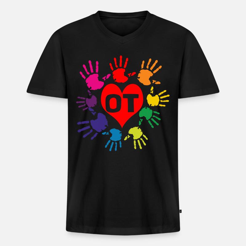 Therapie - Männer Premium Bio T-Shirt mit V-Ausschnitt - Schwarz