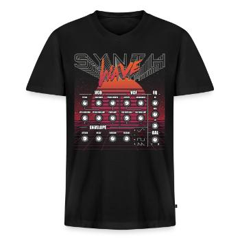 Synthesizer Recording Studio Waveform Synthesis Electro Mu - Men's Premium Organic T-shirt with V-neck - black - Front - Nico (187cm)