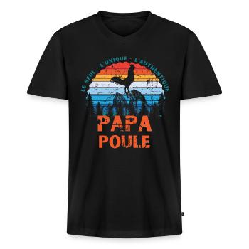 daddy hen gift t shirt daddy hen authentic - Men's Premium Organic T-shirt with V-neck - black - Front - Nico (187cm)