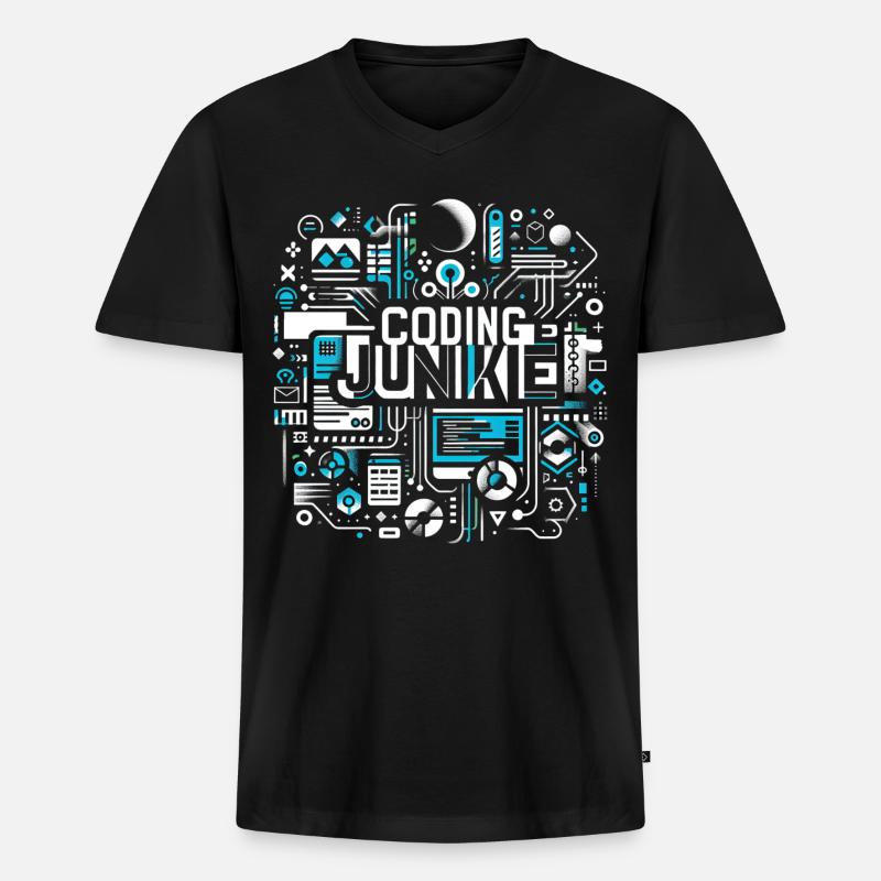 Coding Junkie 16 - Männer Premium Bio T-Shirt mit V-Ausschnitt - Schwarz