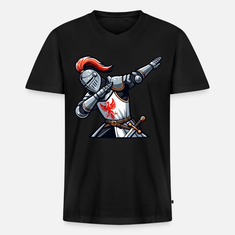 Dabbender Ritter, Mittelalter Kostüm - Männer Premium Bio T-Shirt mit V-Ausschnitt - Schwarz