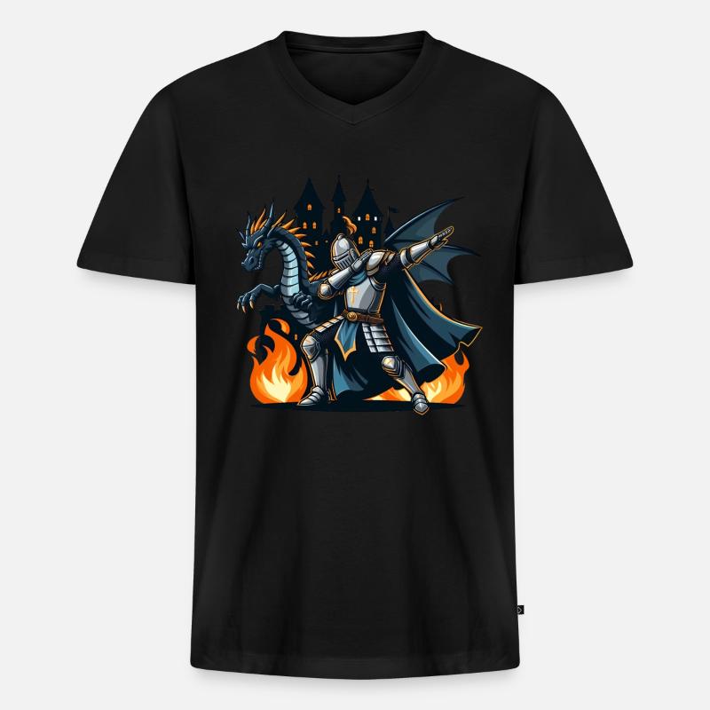 Dabbender Ritter, Mittelalter Kostüm - Männer Premium Bio T-Shirt mit V-Ausschnitt - Schwarz