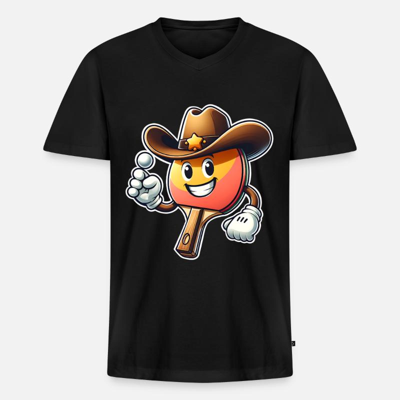 Tischtennis - Männer Premium Bio T-Shirt mit V-Ausschnitt - Schwarz