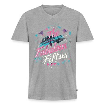 Fifties 1950s Car Music - Men's Premium Organic T-shirt with V-neck - heather grey - Front