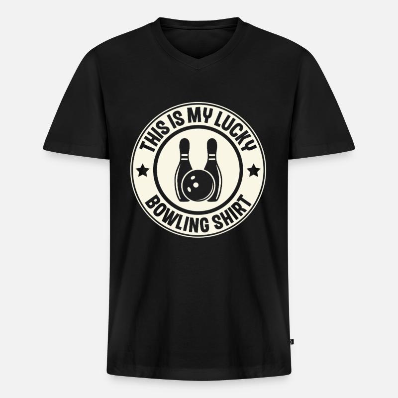 Bowling - Männer Premium Bio T-Shirt mit V-Ausschnitt - Schwarz