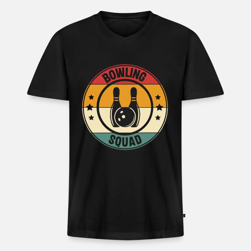 Bowling Squad - Männer Premium Bio T-Shirt mit V-Ausschnitt - Schwarz