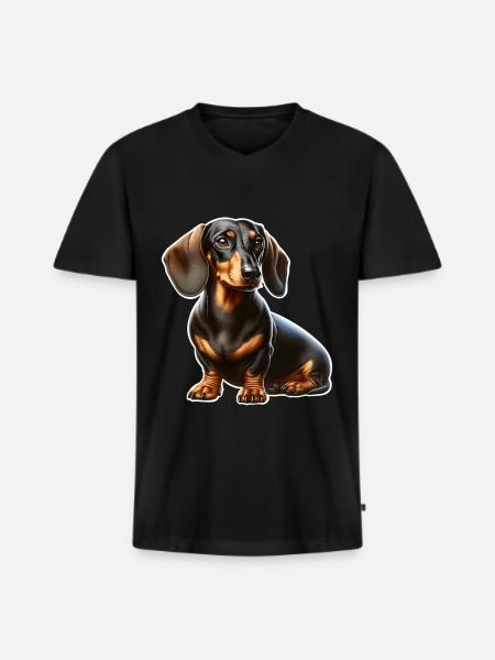 Dachshund - Men's Premium Organic T-shirt with V-neck - black