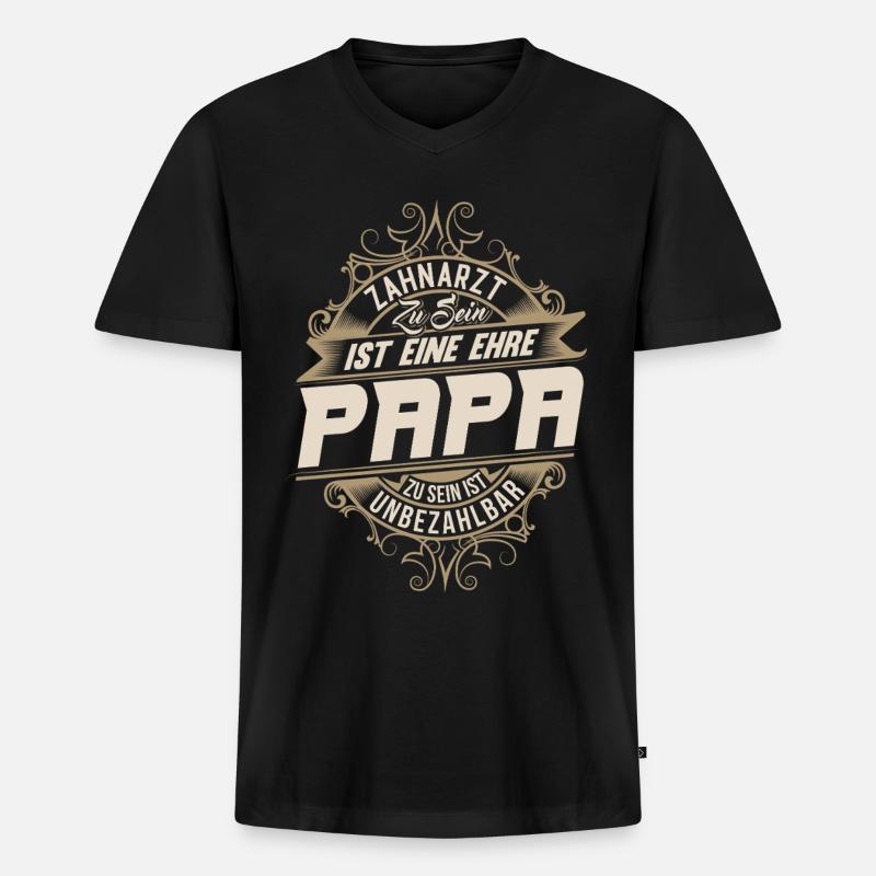 Zahnarzt Papa - Männer Premium Bio T-Shirt mit V-Ausschnitt - Schwarz