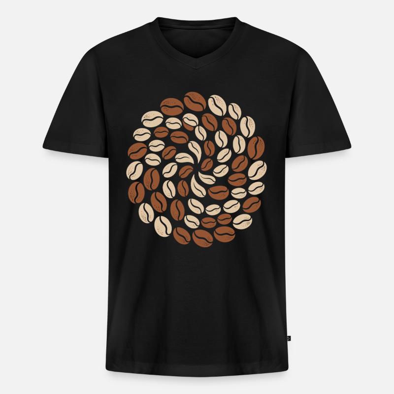 Coffee Bean Pattern Circle Lover - Men's Premium Organic T-shirt with V-neck - black