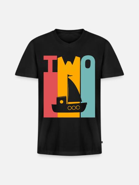 2nd Birthday Sailing Ship - Men's Premium Organic T-shirt with V-neck - black