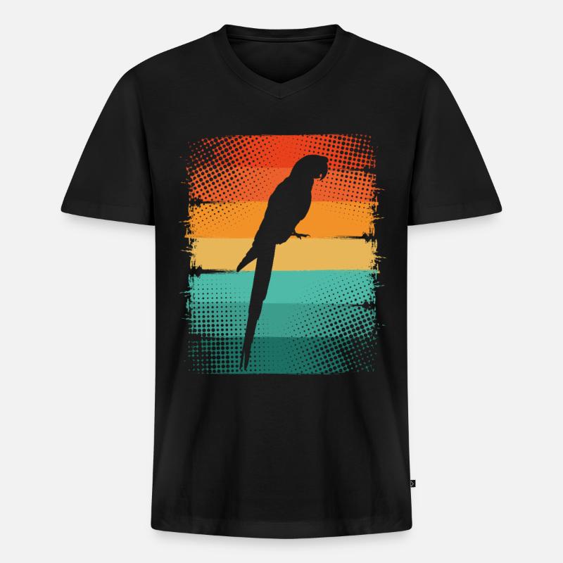 Papagei - Männer Premium Bio T-Shirt mit V-Ausschnitt - Schwarz
