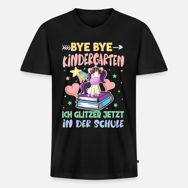 Bye Bye Kindergarten Einschulung - Männer Premium Bio T-Shirt mit V-Ausschnitt - Schwarz