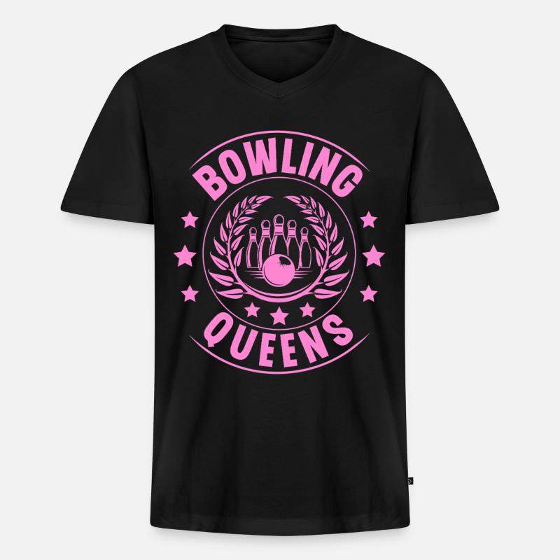 Bowling Queens - Männer Premium Bio T-Shirt mit V-Ausschnitt - Schwarz