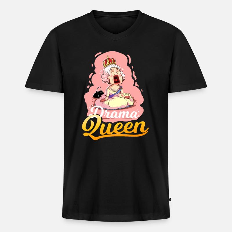 Drama Queen - Männer Premium Bio T-Shirt mit V-Ausschnitt - Schwarz