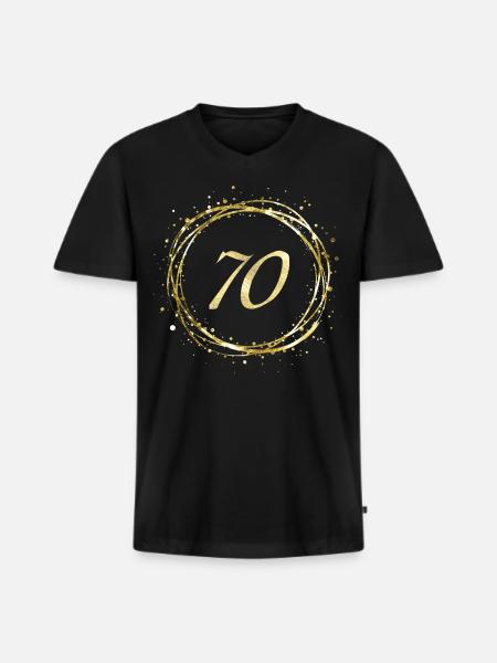 70 - Männer Premium Bio T-Shirt mit V-Ausschnitt - Schwarz